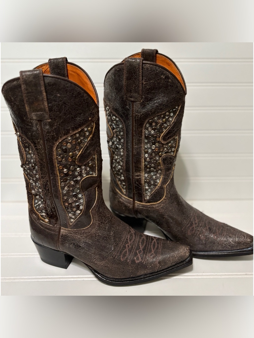 FRYE Daisy Duke Vintage Studded Stud Detail Cowboy Western Boots Womens Size 7